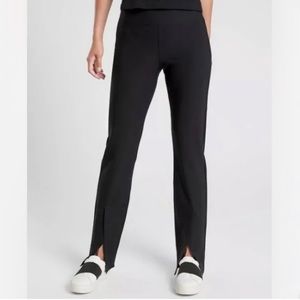 NWT Athleta Tights Pants Womens 8 Black Interstellar Split Hem Zip Waist Travel